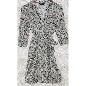 BCBGMaxAzria Wrap Printed 3/4 Sleeve Mini Dress Tied Waist Large